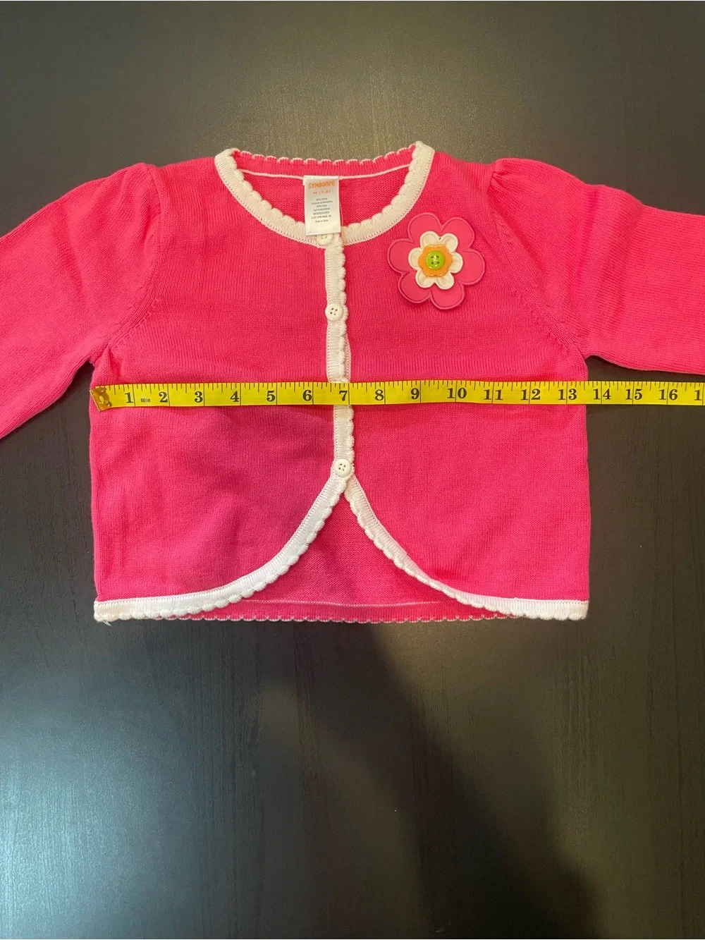 Gymboree Bright Pink Knit Cardigan with Flower Applique
